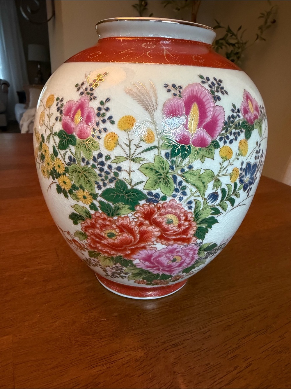 Vintage Satsuma Style Floral
Ceramic Vase